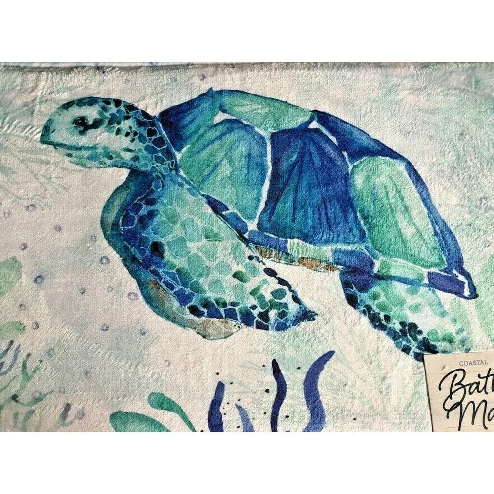 Sea Turtle Memory Foam Bathmat Beach Summer Home Tropical Non-Skid 18x30